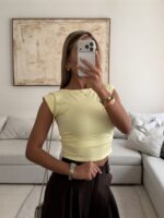 River Island | Sculpt Shoulder Tee (Lemon Yellow)