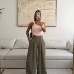 Zara | Sage Plissé Wide-Leg Trousers