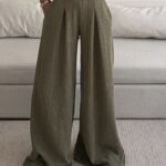 Zara | Sage Plissé Wide-Leg Trousers
