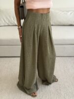 Zara | Sage Plissé Wide-Leg Trousers - Image 3