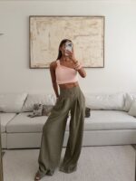Zara | Sage Plissé Wide-Leg Trousers - Image 2