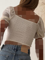 River Island-Off-Shoulder Smocked Crop Top(Off white) - Image 2