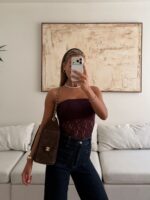 Black Cherry- Bershka Strapless Bodysuit