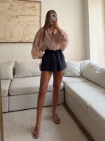 Linen-Shorts Navy Blue - Image 2