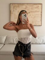 Bershka Strapless Guipure Lace Bodysuit