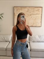 Sterdivarius-Ribbed Crop Top