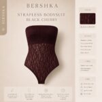 Black Cherry- Bershka Strapless Bodysuit - Image 2