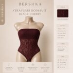 Black Cherry- Bershka Strapless Bodysuit - Image 5