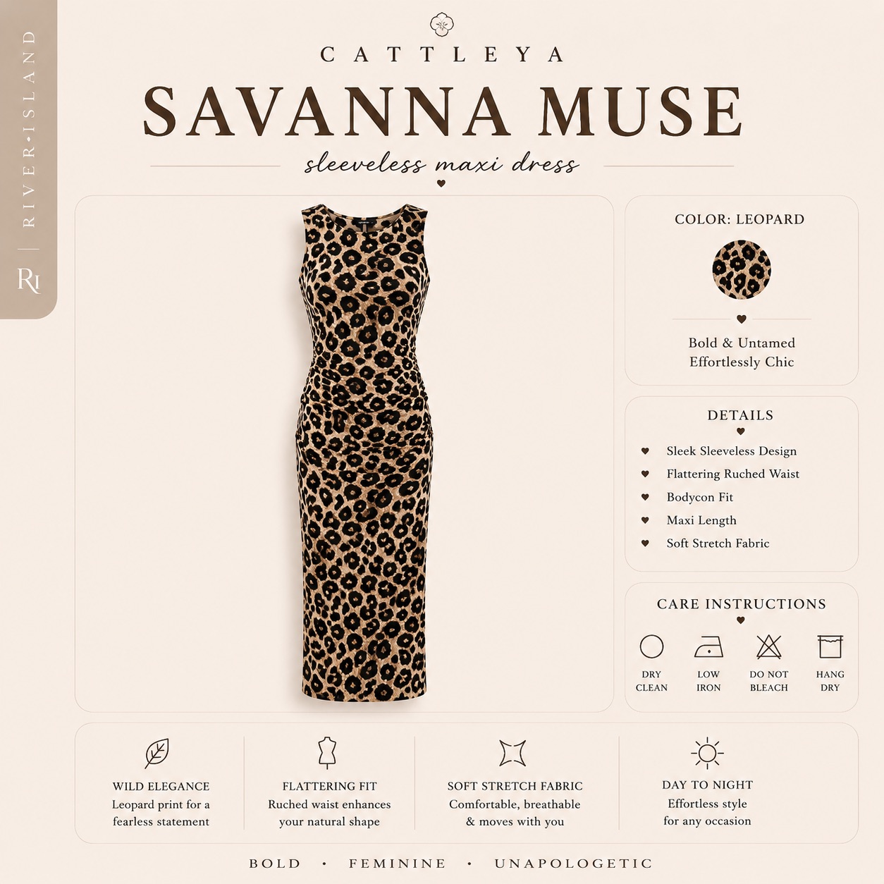 با River Island-Savanna Muse Leopard Dress - Image 1