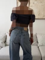 River Island-Off- Shoulder Smocked Crop - Image 2