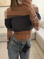River Island-Off- Shoulder Smocked Crop