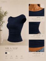 Sterdivarius-Bardot Top| Navy Blue تاپ بک‌لس - Image 5