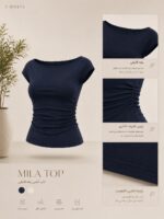 Sterdivarius-Bardot Top| Navy Blue تاپ بک‌لس - Image 2