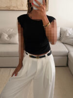 River Island | Sculpt Shoulder Tee (Black night) - Image 2
