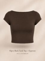 Pullandbear |Open Back Tank Top Espersso