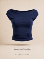 Sterdivarius-Bardot Top| Navy Blue تاپ بک‌لس - Image 5