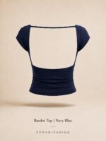 Sterdivarius-Bardot Top| Navy Blue تاپ بک‌لس - Image 4