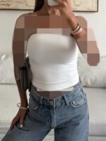 Stradivarius Pearl White Tube Top