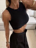 کراپ زارا | Zara Crop Top - Black - Image 2