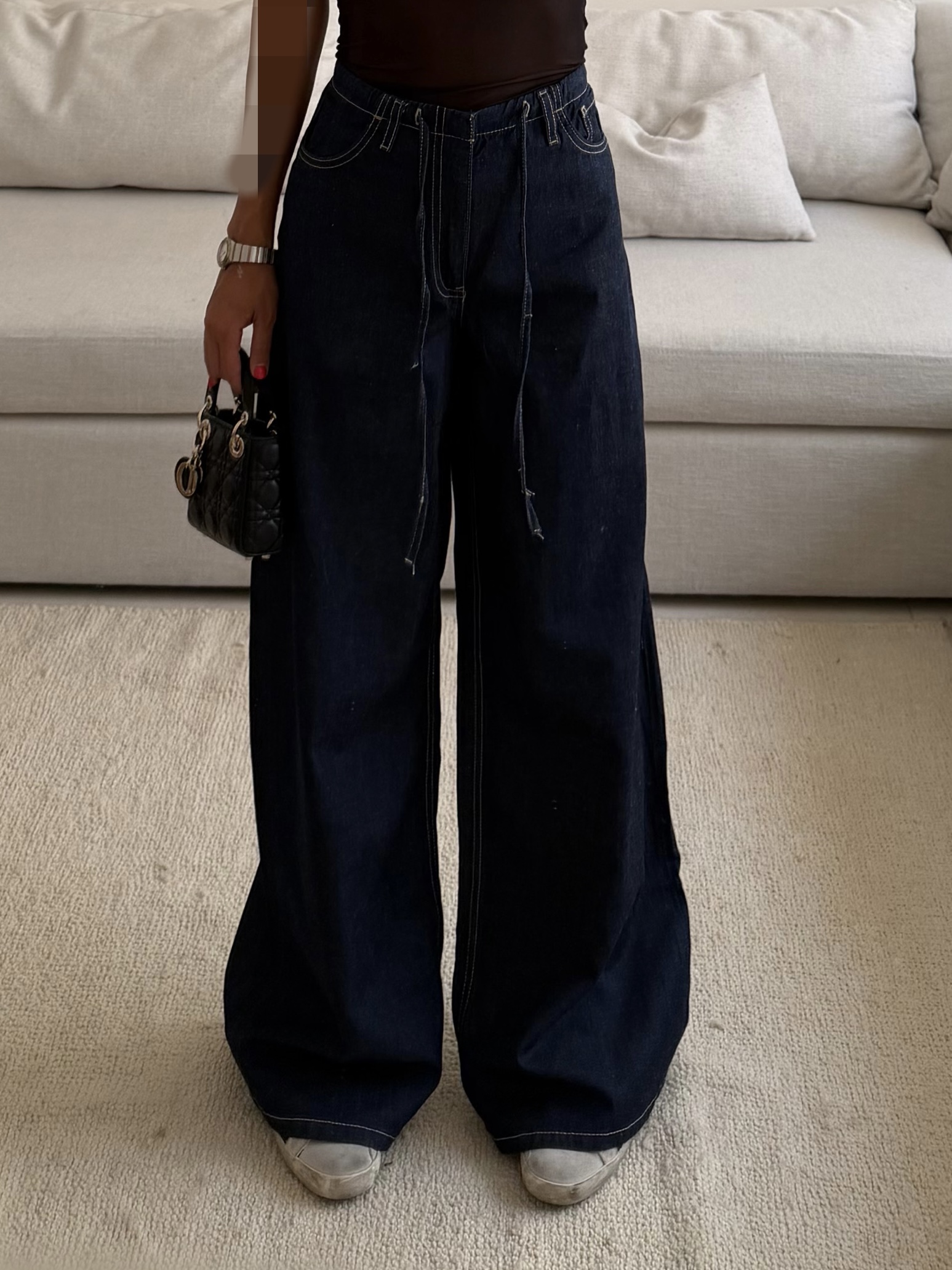 32A6D0D5-B61C-4B54-A33D-A5AB1A7CC428 شلوار جین کاغذی منگو Mango| Paper Wide leg Jaen - Image 1