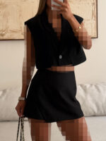 CATTLEYA | Cropped Blazer Vest Black - Image 2