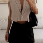 CATTLEYA | Cropped Blazer vest Stone