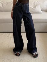 شلوار جین کاغذی منگو Mango| Paper Wide leg Jaen - Image 3