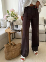 Mango | Waisted Seam Front  Wide Leg Jean-cocoa - Image 4