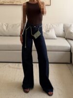 شلوار جین کاغذی منگو Mango Lightweight Wide Leg - Image 2