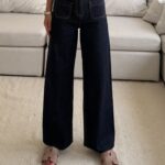 Mango | Waisted Seam Front  Wide Leg Jean-Navy