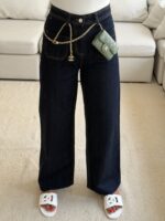 Mango | Waisted Seam Front  Wide Leg Jean-Navy - Image 2