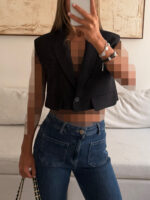 CATTLEYA | Cropped Blazer Vest Black