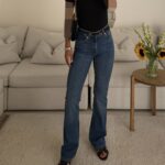 pullandbear-High-Waist Rhinestone Flare Jeans