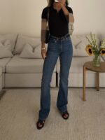 pullandbear-High-Waist Rhinestone Flare Jeans