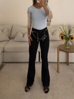 pullandbear- High-Waist Flare jean-Jet