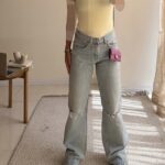 جین زارا | High Rise Wide leg Repped Jean
