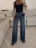 شلوار جین H&M Wide Leg Medium Blue