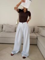 CATTLEYA Wide Leg Pants | Pastel Blue - Image 3