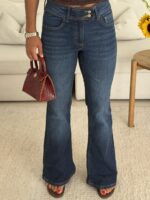pullandbear-High-Waist Flare- jean-Midnight Navy - Image 3