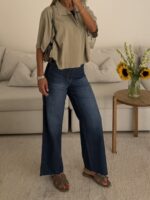 Pullandbear Straight Wide-Leg Jeans-Navy - Image 2