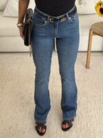 pullandbear-High-Waist Rhinestone Flare Jeans - Image 3