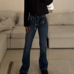 Mango| High-Waist Slim Flare Jeans-Midnight Navy