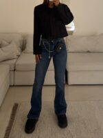 Mango| High-Waist Slim Flare Jeans-Midnight Navy