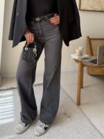 جین ترک Chache Chache | High Rise Wide leg Repped Jean - Image 2