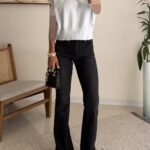 Stradivarius High Waist Flare Jean - Washed Black