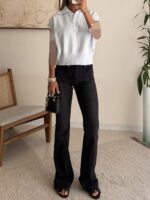 Stradivarius High Waist Flare Jean - Washed Black