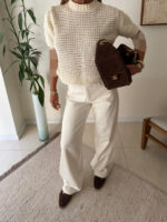 Textured Bouclé Open Knit-Pearl - Image 4