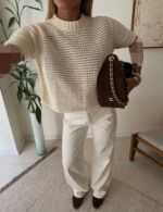 Textured Bouclé Open Knit-Pearl - Image 2