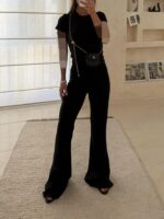 Oysho | High-Raise Neoprene Effect Flare-Black - Image 2