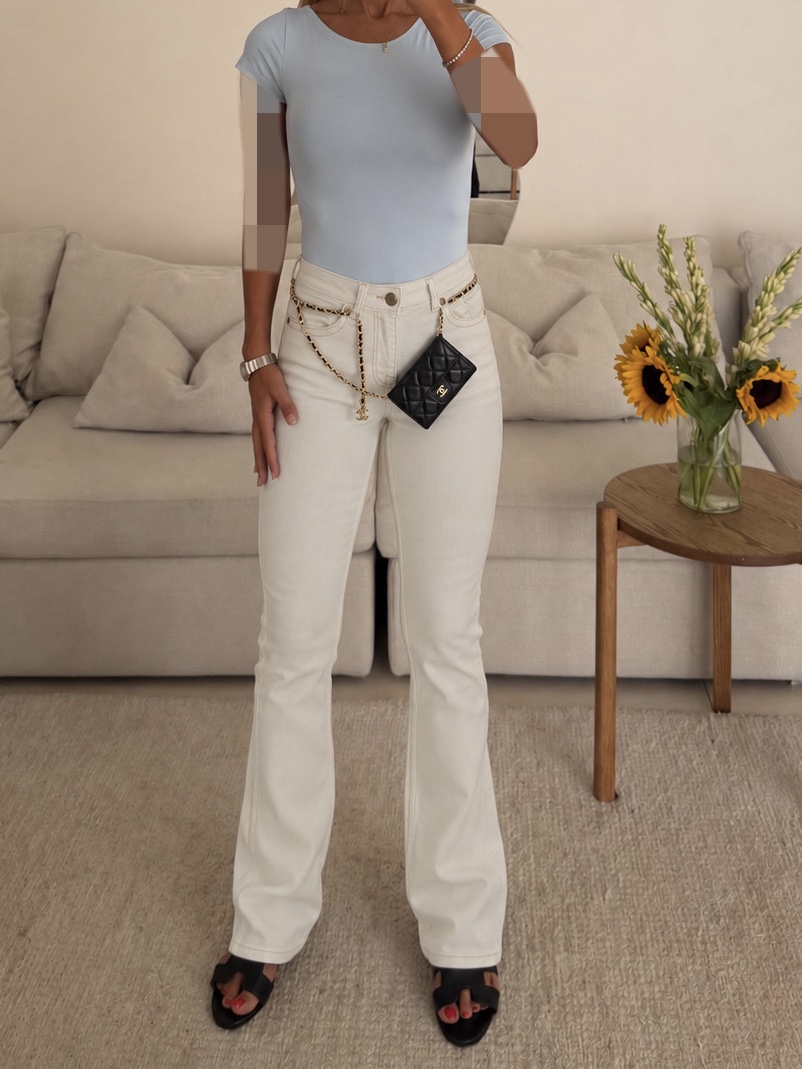 9AEE9398-F2C5-4F53-A88A-212A1E83E5FD H&M | Mid Rise Flared Jean- Lvory2 - Image 1